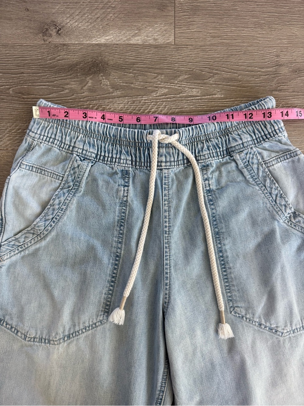 Free People We the Free Easy Peasy Pull-On Wide Leg Jeans Light Wash Size XS - Picture 7 of 15